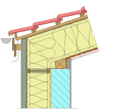 Die D&auml;mmung im Dach geht l&uuml;ckenlos in die D&auml;mmung der Wand &uuml;ber.