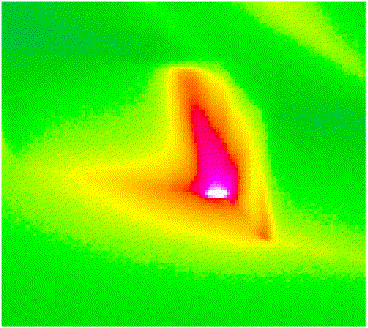 Thermograpghie einer typischen konvektiven W&auml;rmebr&uuml;cke